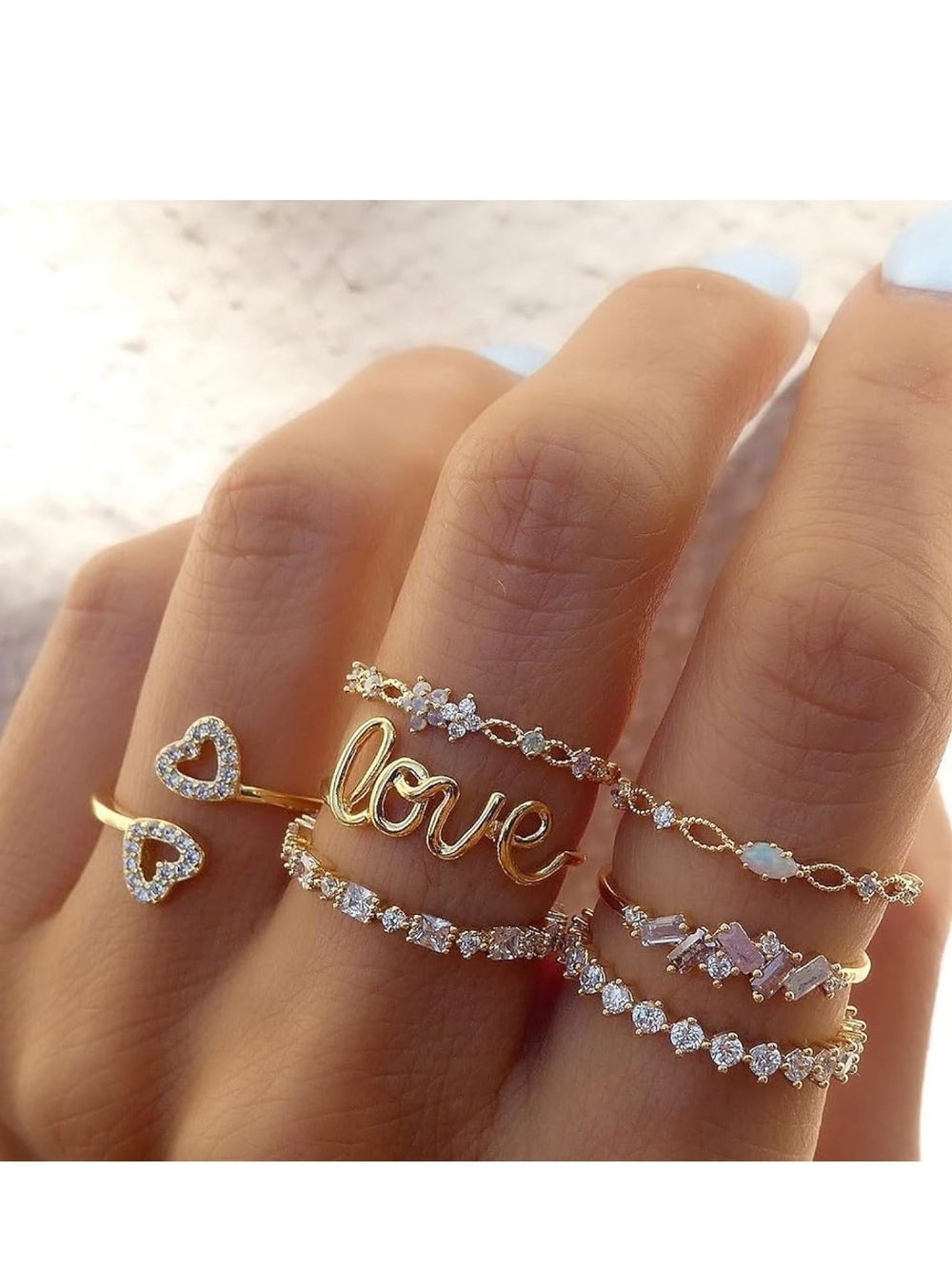 Gold Accent Stacking Ring Set - Women Jewelry